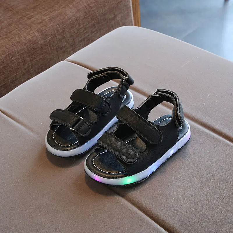 Светящиеся Детские сандалии, обувь для мальчиков и девочек, плоские Детские светодиодные кроссовки с подсветкой, детские сандалии, размер 21-30
