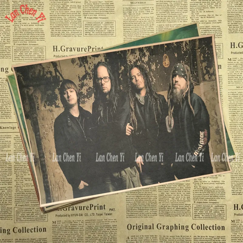 Korn Рок-Группа Музыка крафт-бумага плакат Винтаж Высокое качество печати рисунок ядро декоративная живопись - Цвет: Серый
