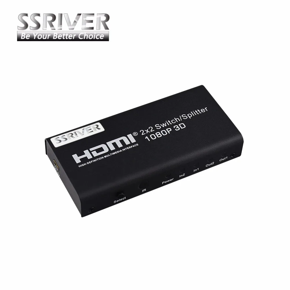 

SSRIVER HDMI 2X2 Switch Splitter Support 1080P 3D 2 input 2 Output HDMI Switcher Converter for Xbox 360 PS3 PS4 Laptop DVD TV