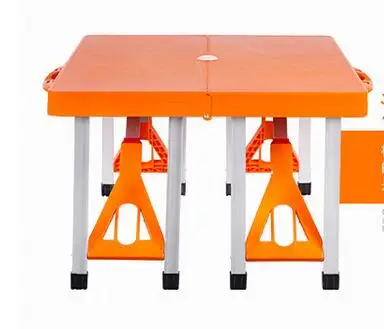 Складные уличные столы раскладной стол для пикника пляжные столики садовый стол со стульями - Цвет: Оранжевый