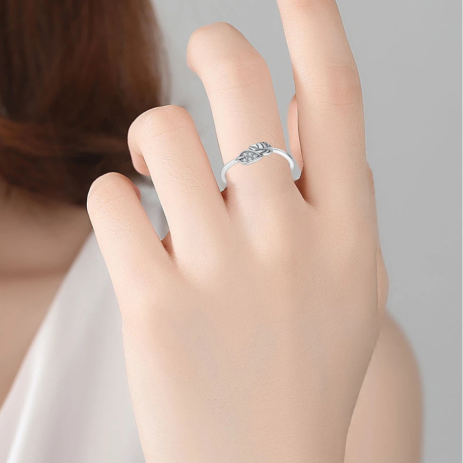 ELESHE классическое Настоящее твердое 925 пробы Серебряное кольцо на палец с листьями Кристалл Циркон Свадебные ювелирные обручальные кольца для женщин