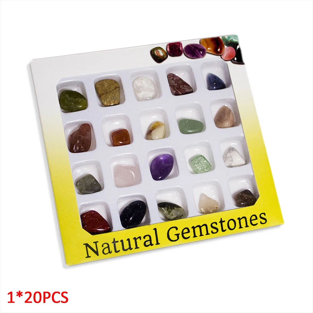 20pcs/box Colorful Fluorite Irregular Agate Energy Stone Natural Crystal Home Decoration Polished Rocks Fossils Mineral Set