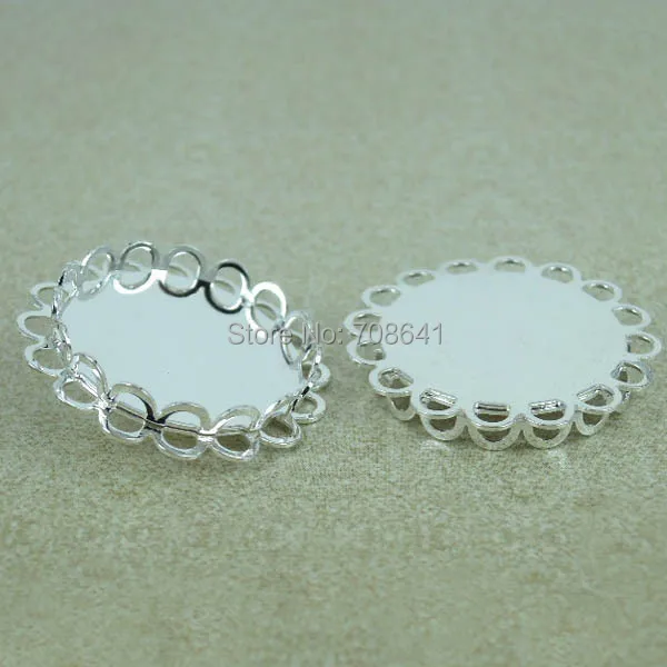 

Blank Round Double Lace Bezel Trays Pad Bases Settings Resin Cabochon Findings for Floating Charm Lockets Making Silver Plated