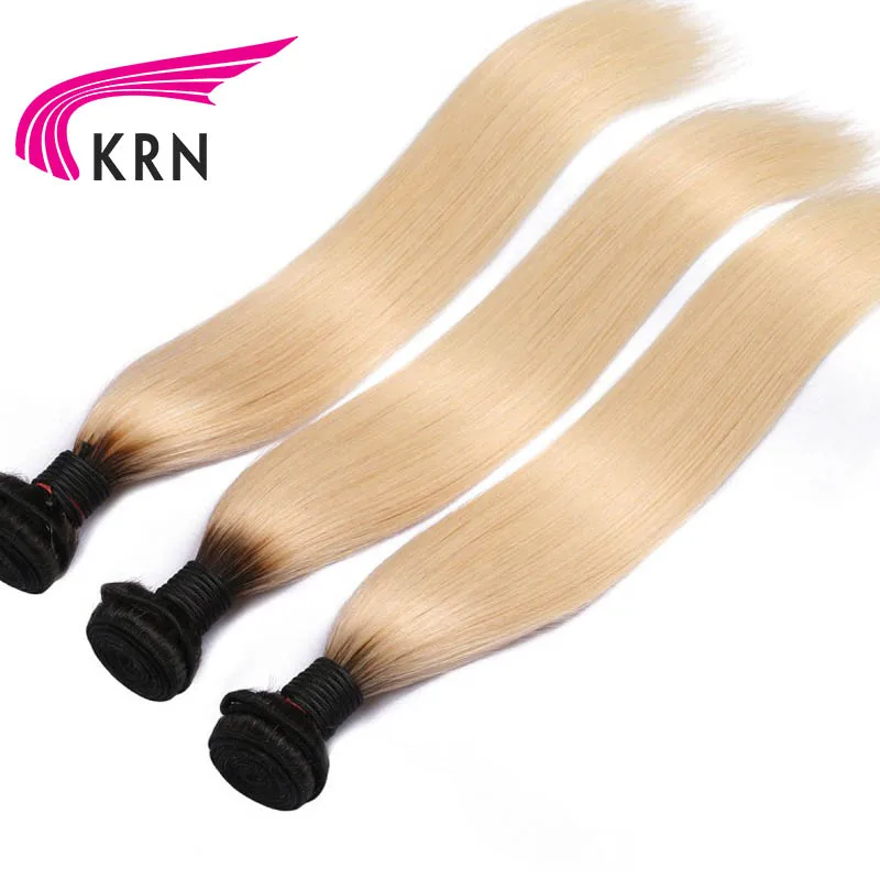 KRA 1b/613 Ombre Brazilian Straight Hair Bundles Blond Remy Hair 100 Human Hair Bundles Healthy End 3 Pieces Fast Shipping
