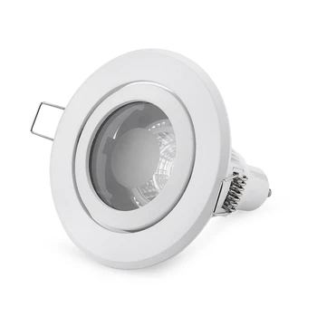 価格 4 ワット GU10/MR16 スポットライトトリムリングラウンドフィッティング霜白亜鉛合金ガラスケーシングランプフレーム