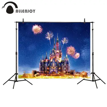 

Allenjoy fantasy castle photography background children night sparkle firework starry sky photography backdrop for studio shoot