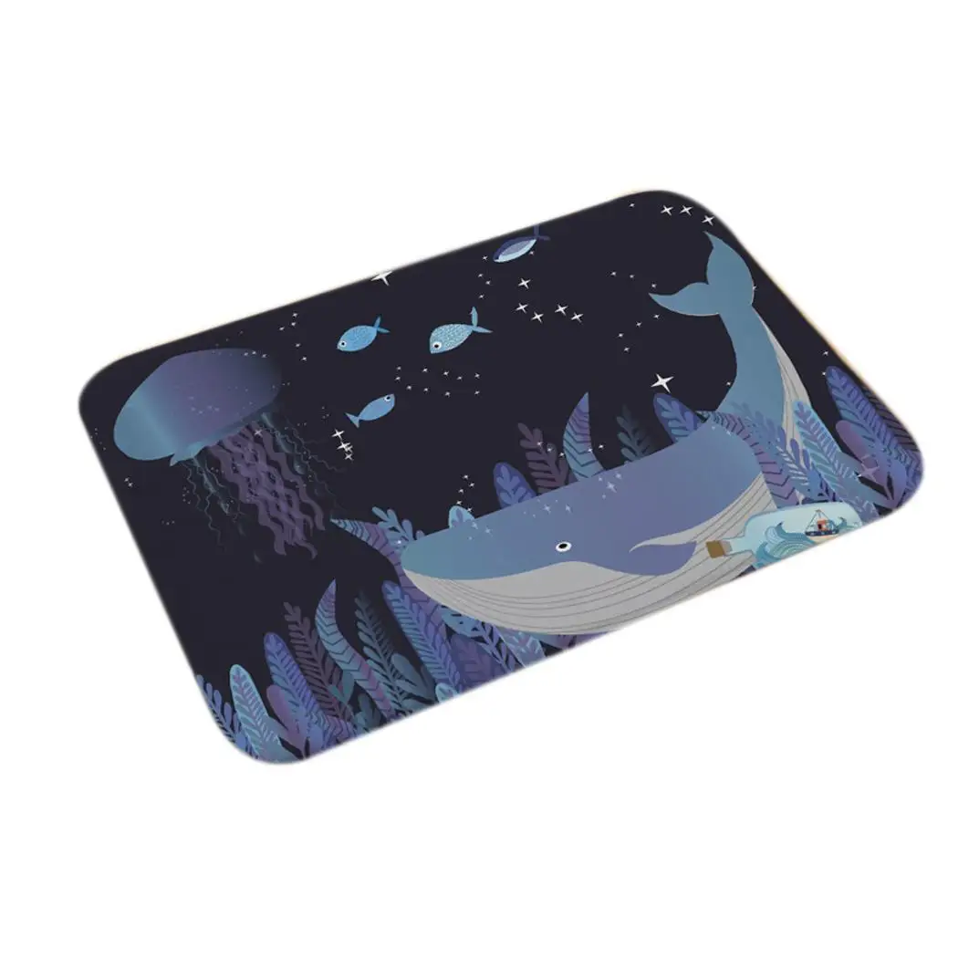 type 11 Underwater World Print Floor Mat Flannel Home Cushion Animal Square 1-11 Non-slip Kitchen Bathroom Animal Mat - Цвет: type 11