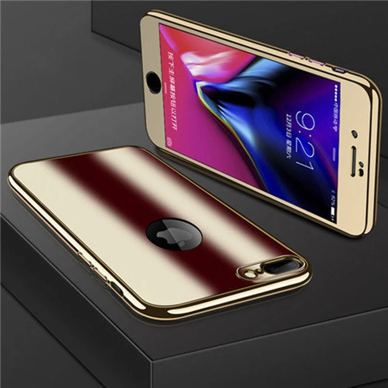 360-Degree-Protection-Case-For-iphone-X-8-7-6-6s-Plus-Rose-Gold-Plating-Mirror (5)