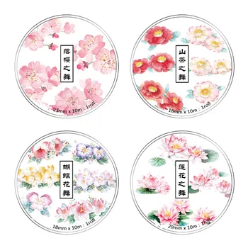 

Beautiful Sakura/Lotus Camellia japonica iris decoration washi Tape DIY planner Diary scrapbooking masking tape Escolar
