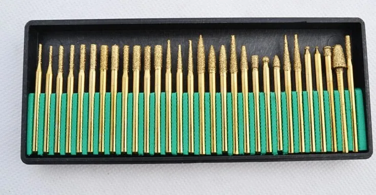 

free shipping 30 pcs/set 3mm Titanium Burrs Bit Set Dremel Rotary Tool Drill Bit Electric grinding jade mill grinding rod