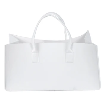 

felt handbag, felt storage bag, large capacity bag-Milky white