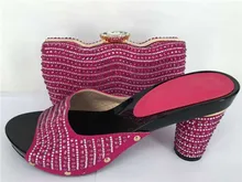 2017 Italian Shoes With Matching Bag High Quality Italy Shoe And Bag set For wedding and party ,TH31 Fuchsia For Free Shipping