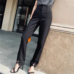 2018 летние Штаны женские пикантные повседневные узкие Штаны черные женские Одежда высокого брюки с высокой талией узкие брюки женские