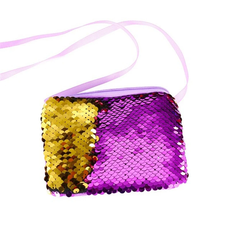 

Girls Sequins Crossbody Shoulder Bag Small Zipper Bag Purse Kids Coin Purses Party Props Gifts