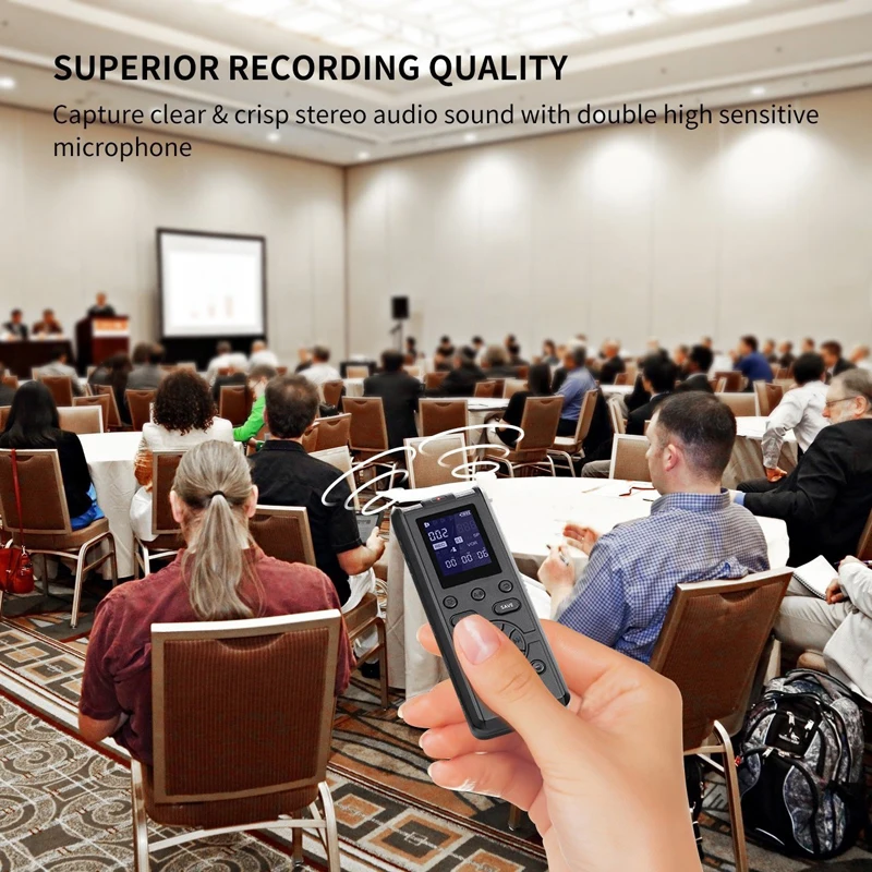 Professional Digital Voice Recorder Smart Sound Control Noise Reduction HD HIFI Loseless Music MP3 Player TF Card 64G Extend