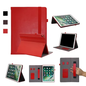 

Multi-angle Stand Genuine Leather Magnet Smart Cover Hand Strap Pencil Holder Card Funda Case For Apple iPad Pro 12.9 2017 2015