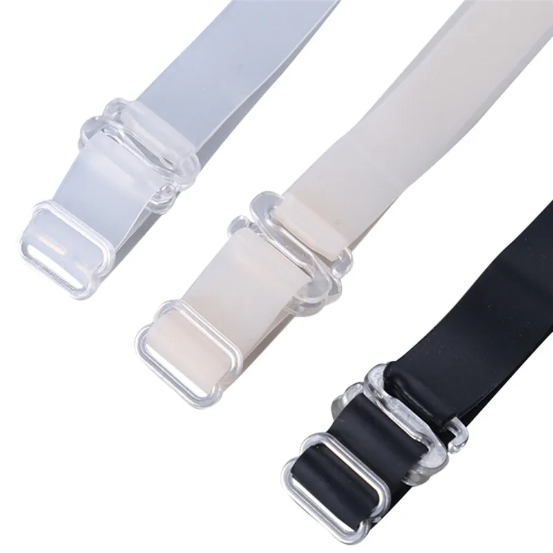 Women Adjustable Metal Hook Bra Straps Transparent Invisible Detachable