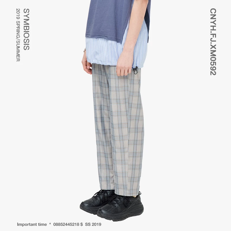 VIISHOW MenPant Plaid  Casual Slim Fit  Homme Classic Vintage Check Suit Trousers Pants Gray Casual Plaid Men KC1345192