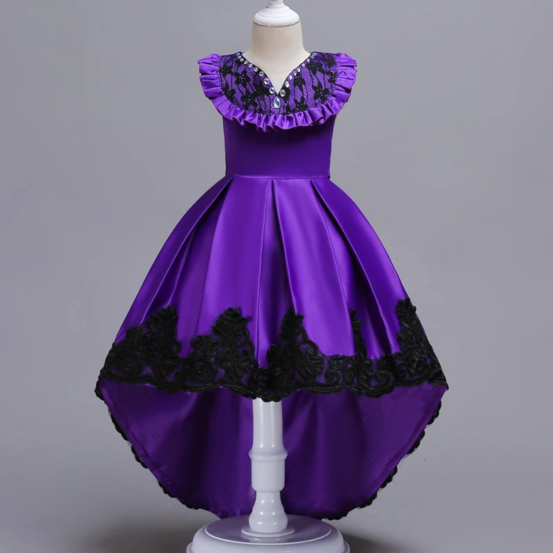 Новинка года; платье для девочек; кружевная одежда для свадебной вечеринки; От 3 до 14 лет Платья с цветочным рисунком для маленьких девочек; Vestidos; 6 цветов; детская одежда для дня рождения - Цвет: Фиолетовый