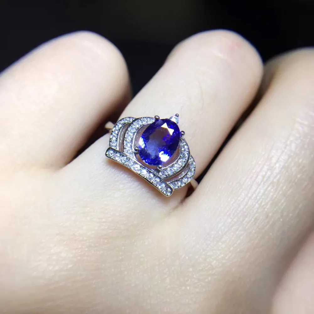 

2017 Jewelry Qi Xuan_Fashion Jewelry_Blue Stone Crown Rings_S925 Solid Silver Woman Blue Stone Rings_Factory Directly Sales