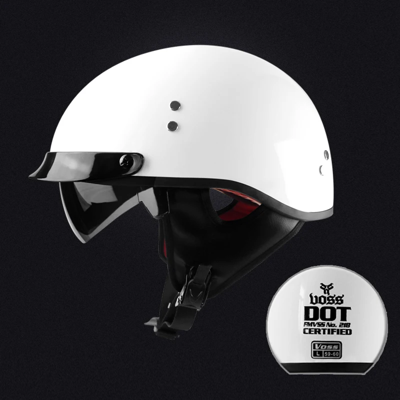 Половина лица мотоциклетный шлем Ретро Рыцарь Шлем круизер Чоппер capacete встроенный солнцезащитный козырек VOSS-889 Размер M L XL XXL - Цвет: A3