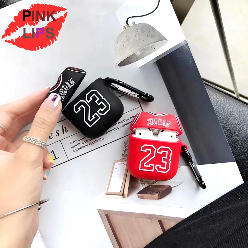 

PINK LIPS Jordan 23 basketball clothe Earphone Accessories Silicone protection case For Airpods Wireless Bluetooth Headset bags