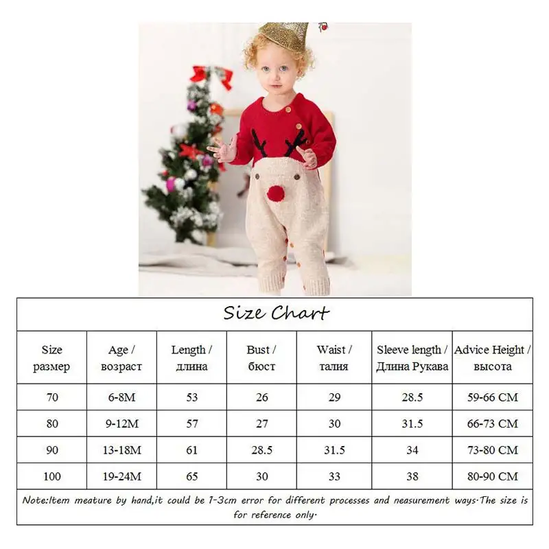 Baby Rompers Autumn Kids Cartoon Fawn Boy Girl Knitted Sweaters Toddler Winter Long Sleeve Clothing Infant Jumpsuit Unisex 6-24M (4)