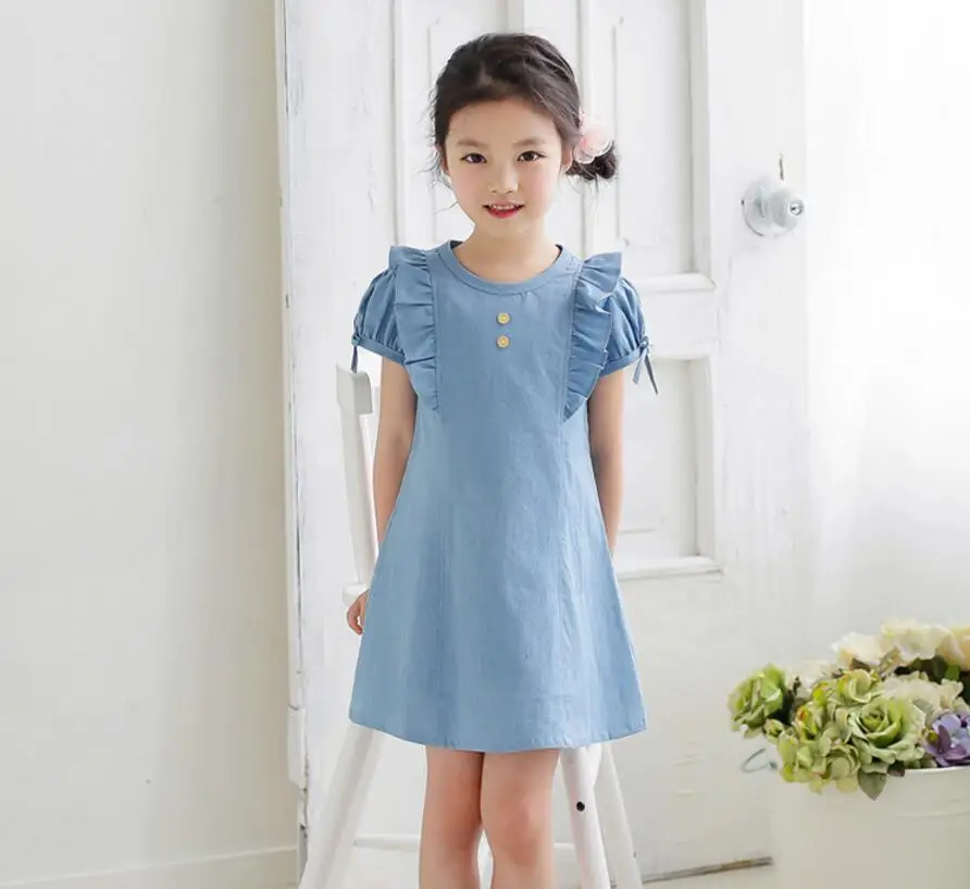 New Summer Jean Dress For Girls Princess Children font b Baby b font Cute Denim Clothing