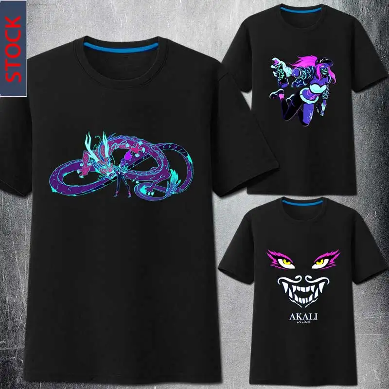 

[STOCK]2019 Game LOL K/DA KDA Akali Cosplay Costume T shirt T-shirt S-3XL Unisex NEW Top Tee Unisex free Shipping
