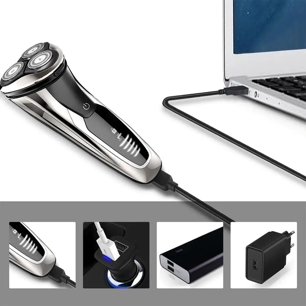 Электробритва usb зарядка Мужская бритва IPX7 водонепроницаемый перезаряжаемый моющийся роторный инструмент для бритья