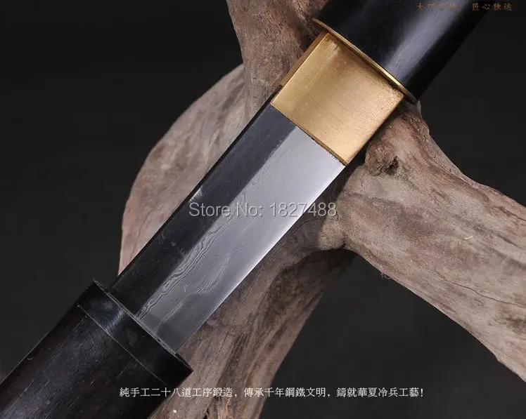 Battle Ready Full Tang Damascus Folded Steel Clay Tempered Blade Sharp Samurai Sword Katana Real Ebony Wood Saya