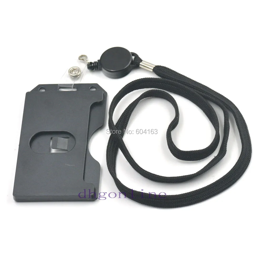 Strap Lanyard Reel Retractable Vertical o Horizontal Hard ID Card Holder Badge