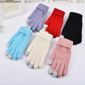 

Fashion Winter Touch Screen Smart Gloves For Women or Men Warm Knitted Gloves Smart For phones Mittens Six colors Smart Gloves