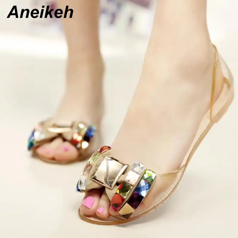 jelly peep toe flats