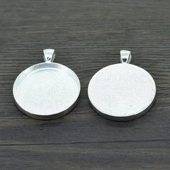 

LIEBE ENGEL 10pcs 30mm Size Silver Color Necklace Setting Pendant Cabochon Cameo Base Tray Bezel Blank Jewelry Making Findings