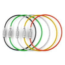 5PC Stainless Steel Wire Keychain Cable Rope Key Holder Keyring 5 Colors Key Chain Rings Women