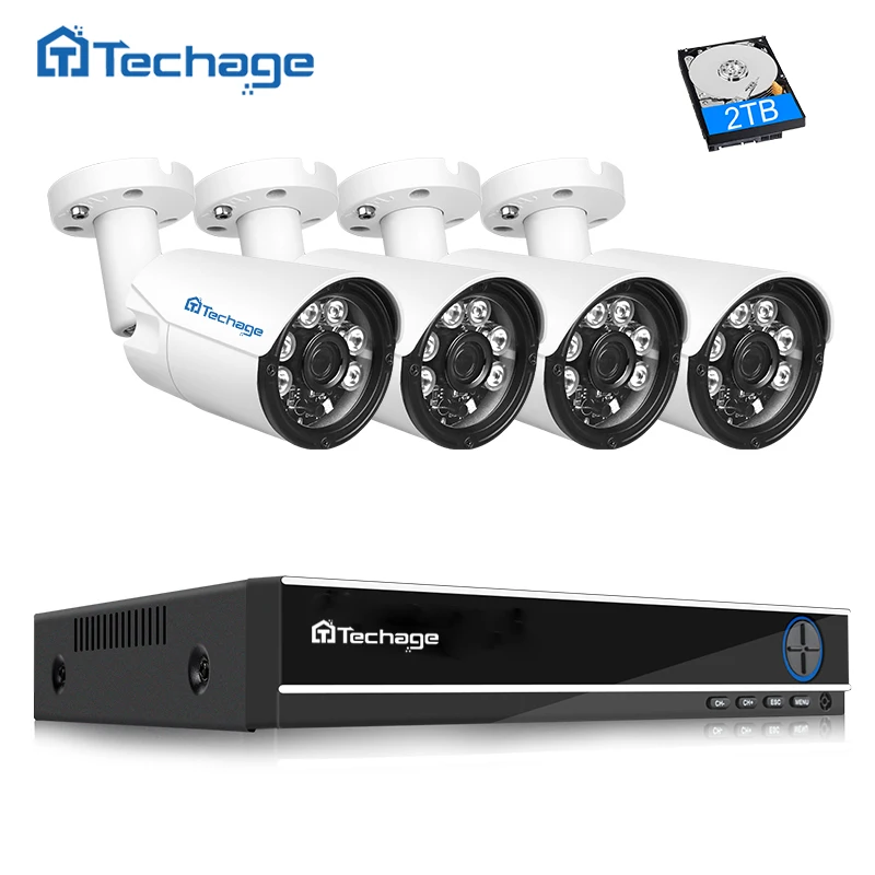 

Techage 4CH 4MP AHD DVR Kit CCTV Camera System 4MP Waterproof Outdoor Camera IR Night Vision Video Security Surveillance System