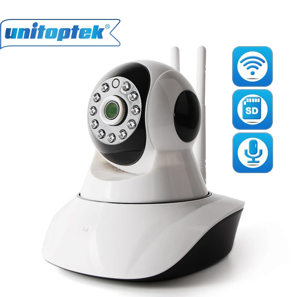 

UNITOPTEK PTZ 2MP HD 1080P Wifi IP Camera IR-Cut Night Vision Two Way Audio CCTV Surveillance Smart Camera SD Card View XMEye