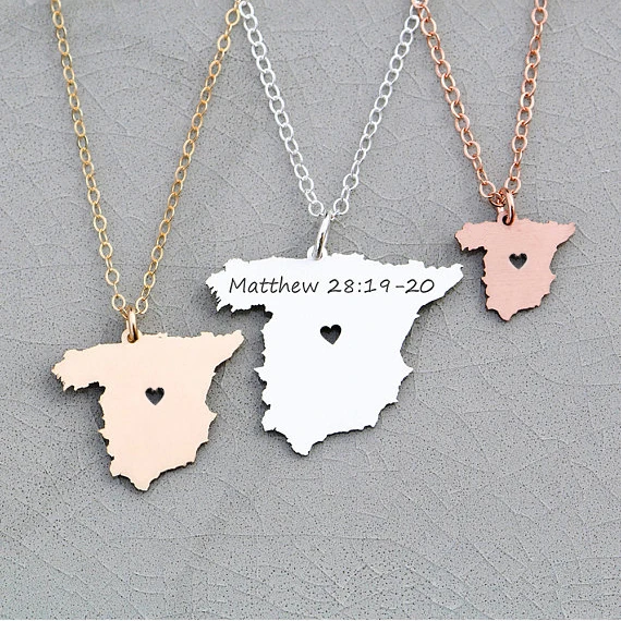 

2018 New Arrival Spain Charm Europe Necklace Engrave Some Letters Keepsake Vacation Gift Drop Shipping Accepted YP6031