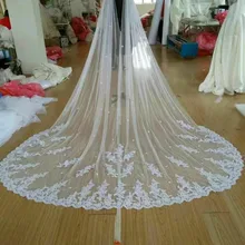 Новая свадебная накидка белого цвета и цвета слоновой кости с кружевной каймой длиной 10" W x 120"(3 метра), свадебные аксессуары