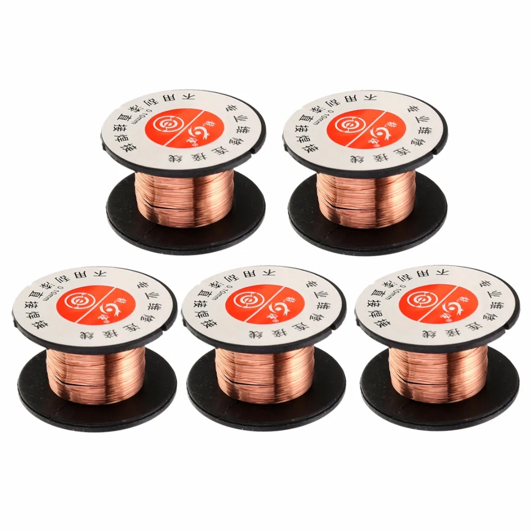 5pcs 15m Length Copper Soldering Welding Wire Reel PPA Enamelled Repair Tools  0.1mm Diameter