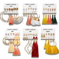 2021 Fashion Bohemian Oorbel Lange Kwast Drop Oorbellen Set Voor Vrouwen Meisje Geometrische Earring Goedkope Brincos Vrouwelijke Sieraden Geschenken