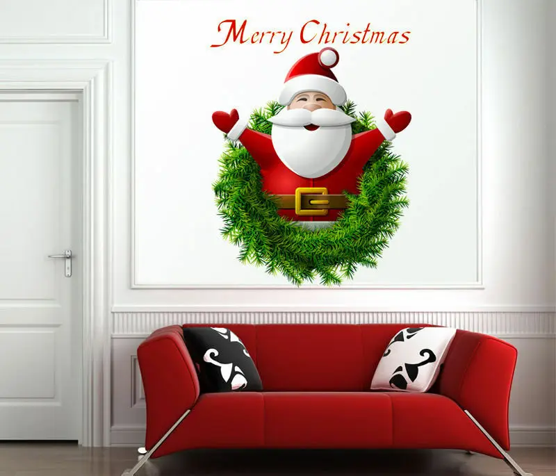 20x27 cmMerry Рождество Санта Клаус художественные виниловые 3D наклейки на стену Рождество Домашний Декор Декорация