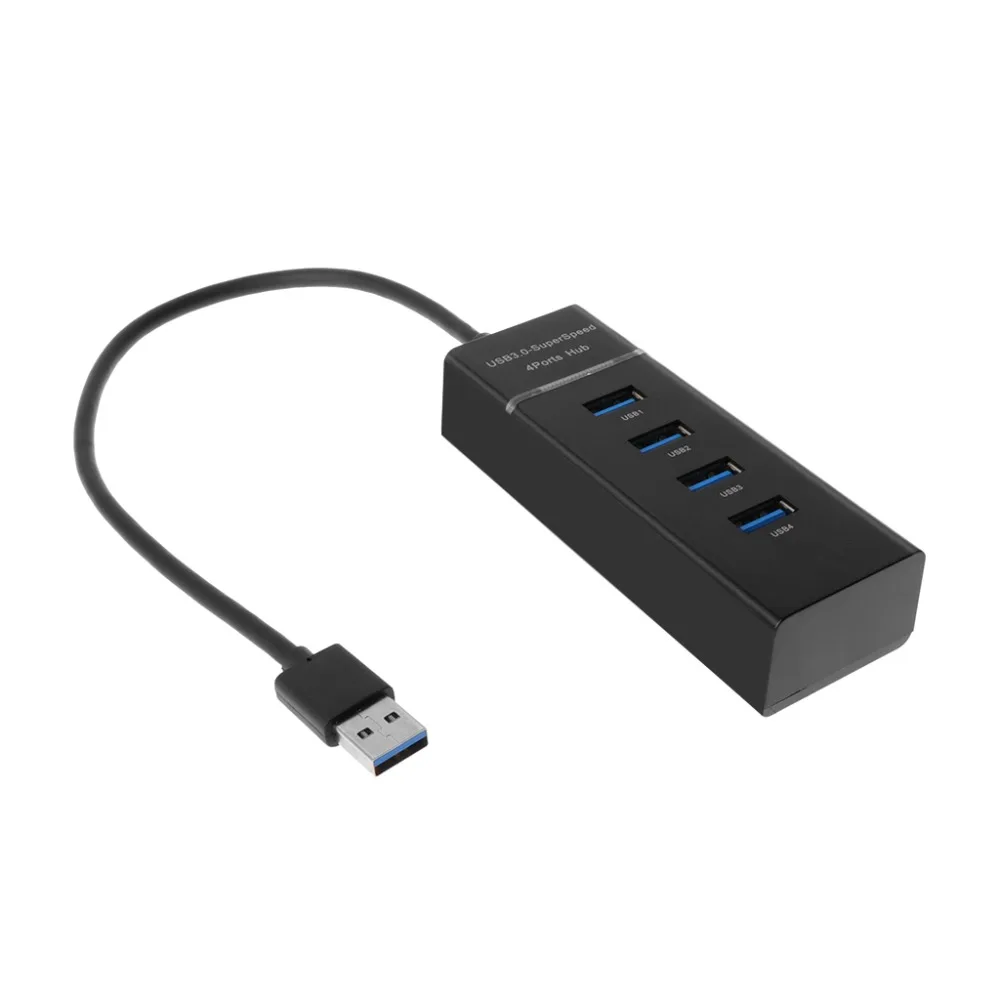 Высокая Скорость 4 Порты и разъёмы USB 3,0 Multi HUB разветвитель расширения настольных ПК ноутбук адаптер переменного тока