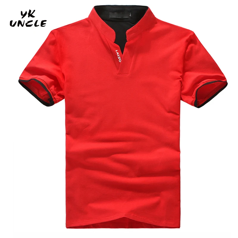 Новое поступление, летние стильные роскошные Брендовые повседневные мужские поло с коротким рукавом, хлопковые однотонные мужские Поло, хорошее качество, YK UNCLE - Цвет: red