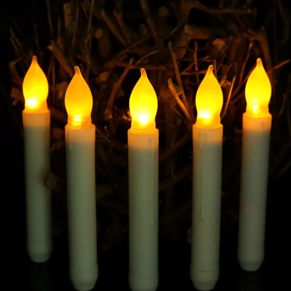 12PCS Electronic Candles Cylindrical 2*AA Battery Led Pole Candles Long