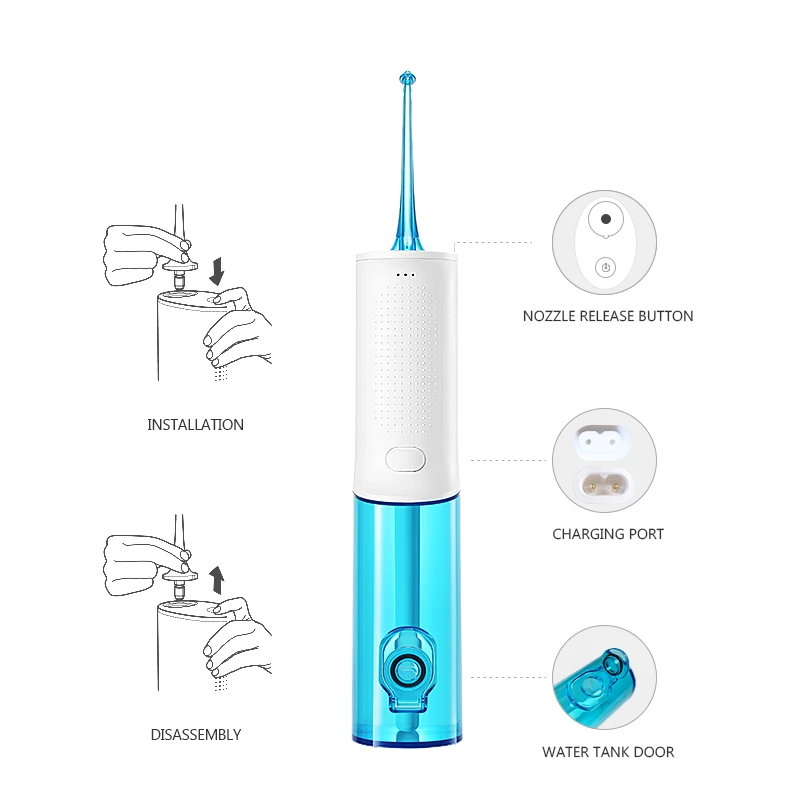 Toocas W3 irrigador oral portátil USB recargable agua dental hilo dental 2200mAh irrigador para lim