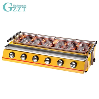 

GZZT Gas BBQ Grill Infrared Grill Smokeless LPG Barbecue Grill Kitchen Tools For Outdoor Home Picnic Glass/Steel Shiled Yellow