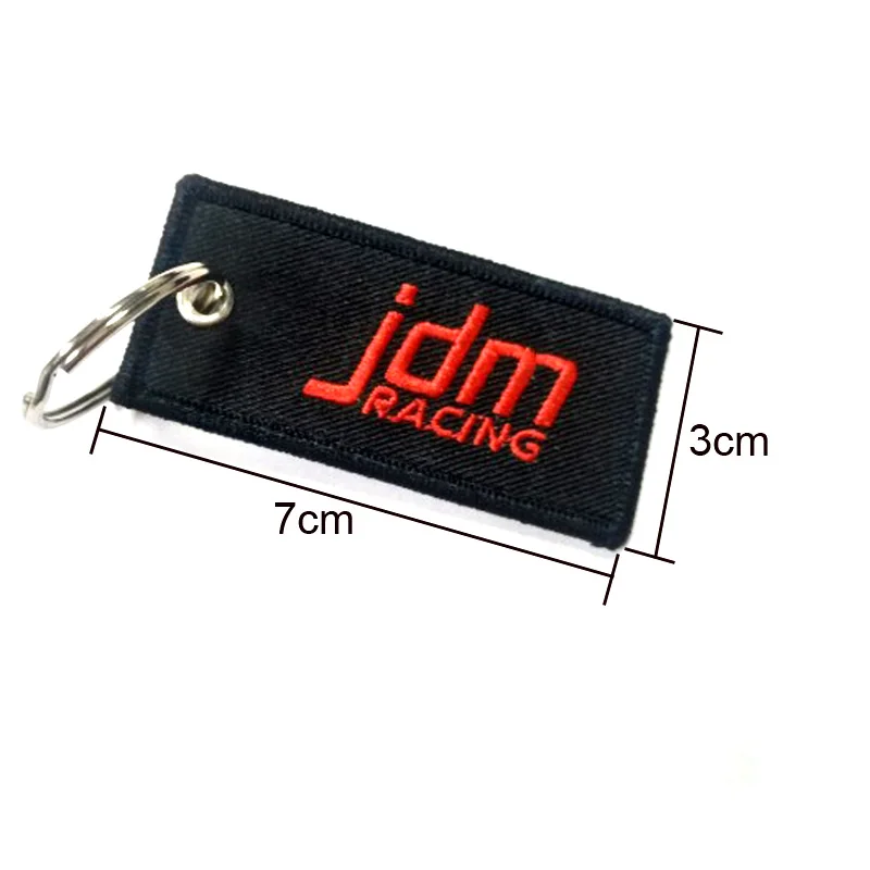 Вышитая эмблема брелок держатель для JDM брелок для гонщиков бирки автомобильный мотоцикл брелок для ключей от автомобиля Drift брелок - Название цвета: Серый