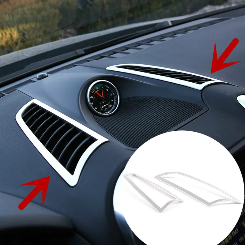 Interior Central Air Vent Outlet Cover Trim For Porsche Cayenne 2011-2015 2pcs for dongfeng peugeot 408 rail for box after the air conditioning outlet 408 central air rear outlet non destructive installation